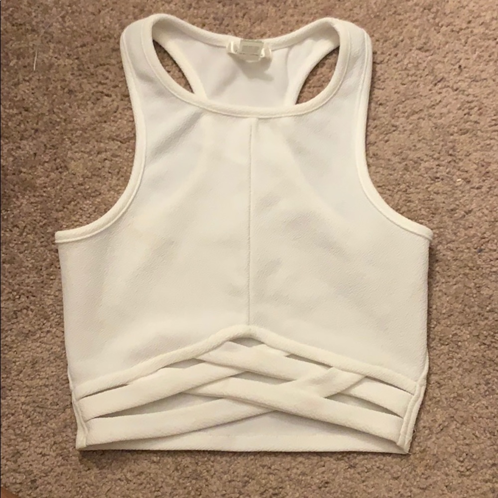 White halter crop top